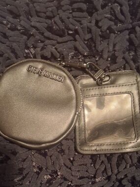 Steve Madden Metallic Black Coin Pouch with ID Slot